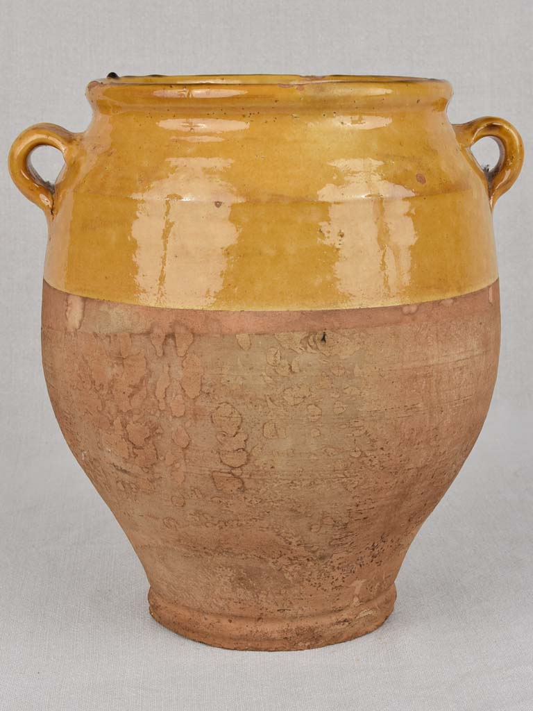 Confit pot, antique yellow-ocher glaze, large 12¼"