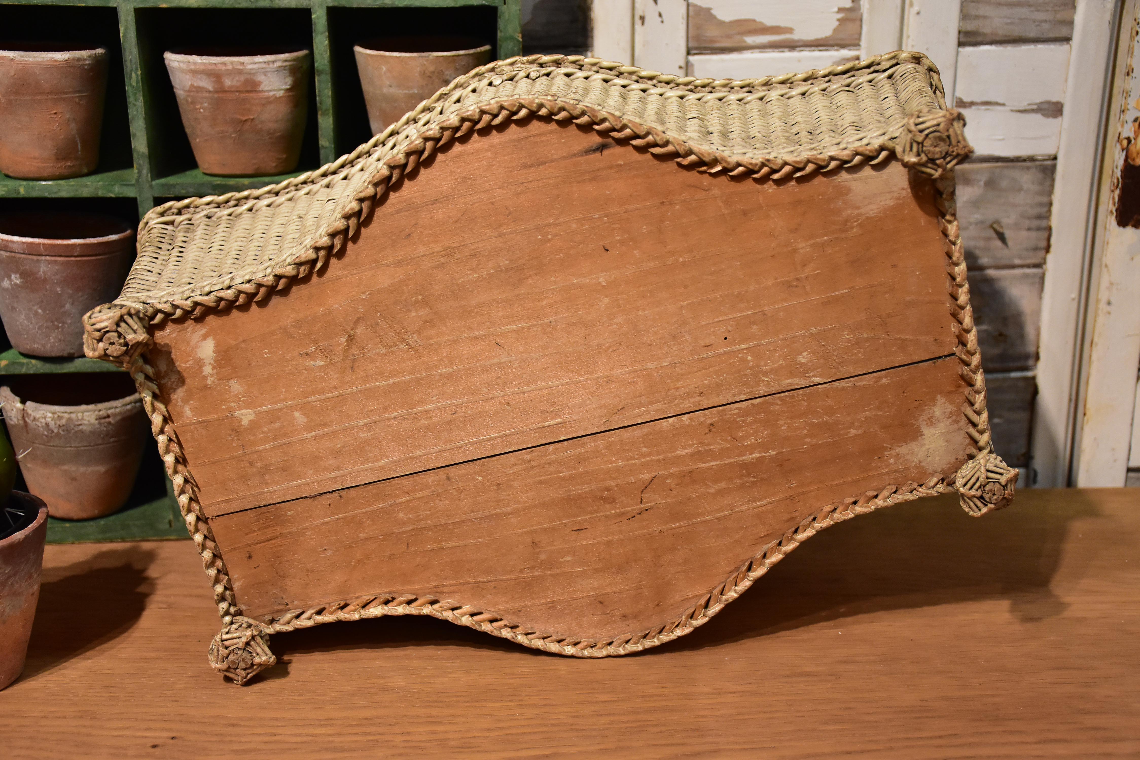 Flower pot stand, wicker, French, antique