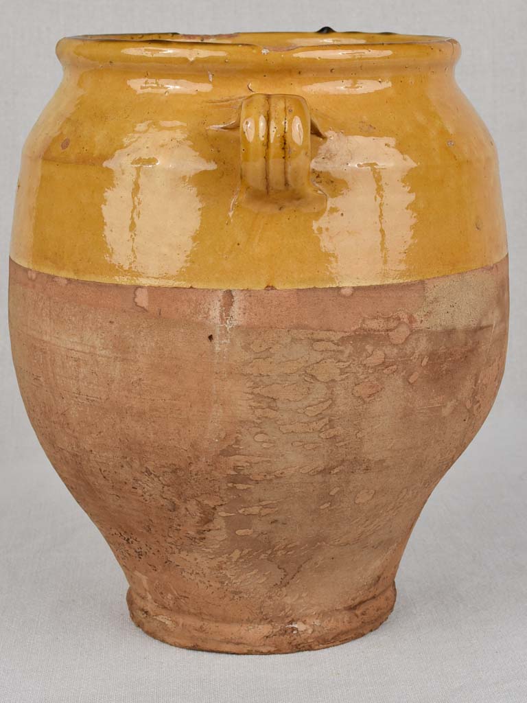 Confit pot, antique yellow-ocher glaze, large 12¼"