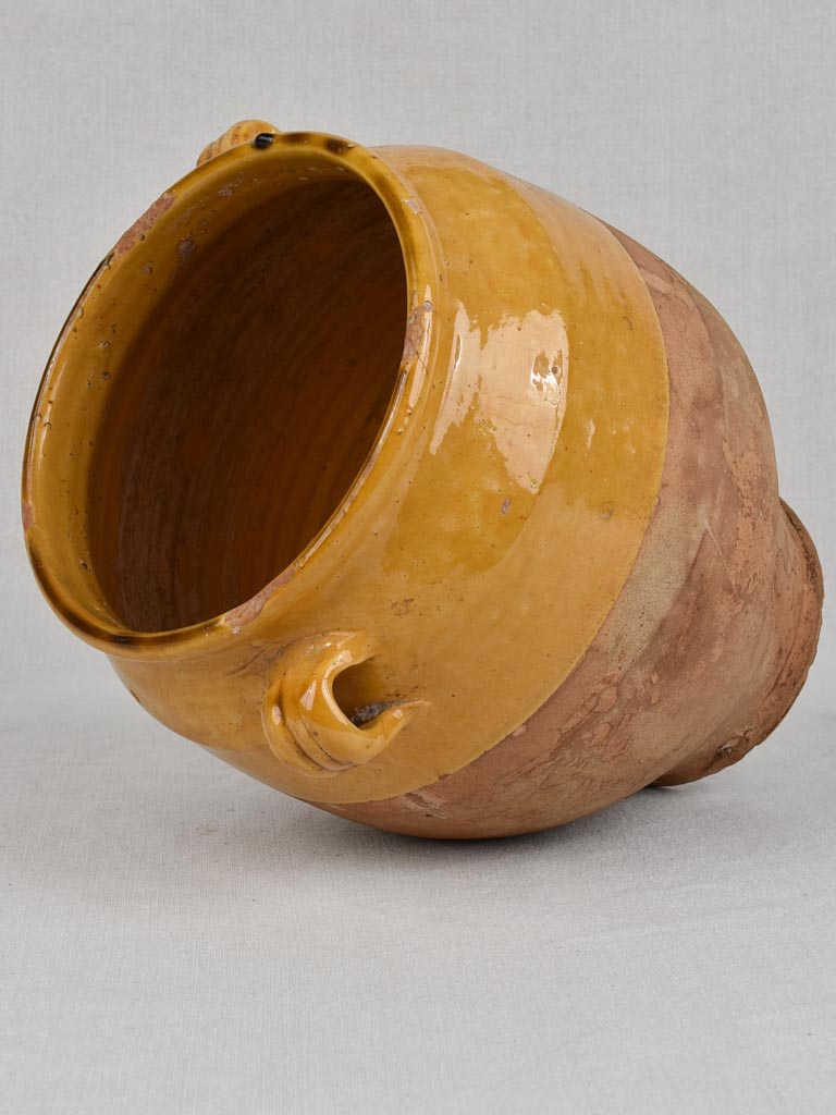 Confit pot, antique yellow-ocher glaze, large 12¼"