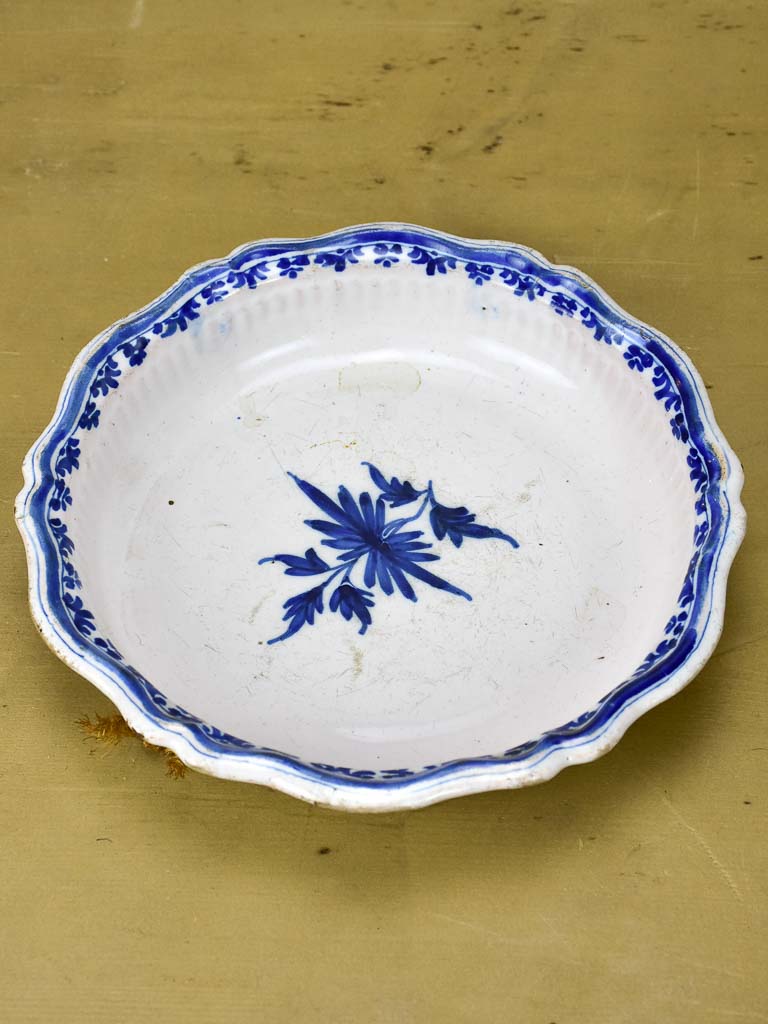 18th Century Moustiers presentation bowl - blue and white