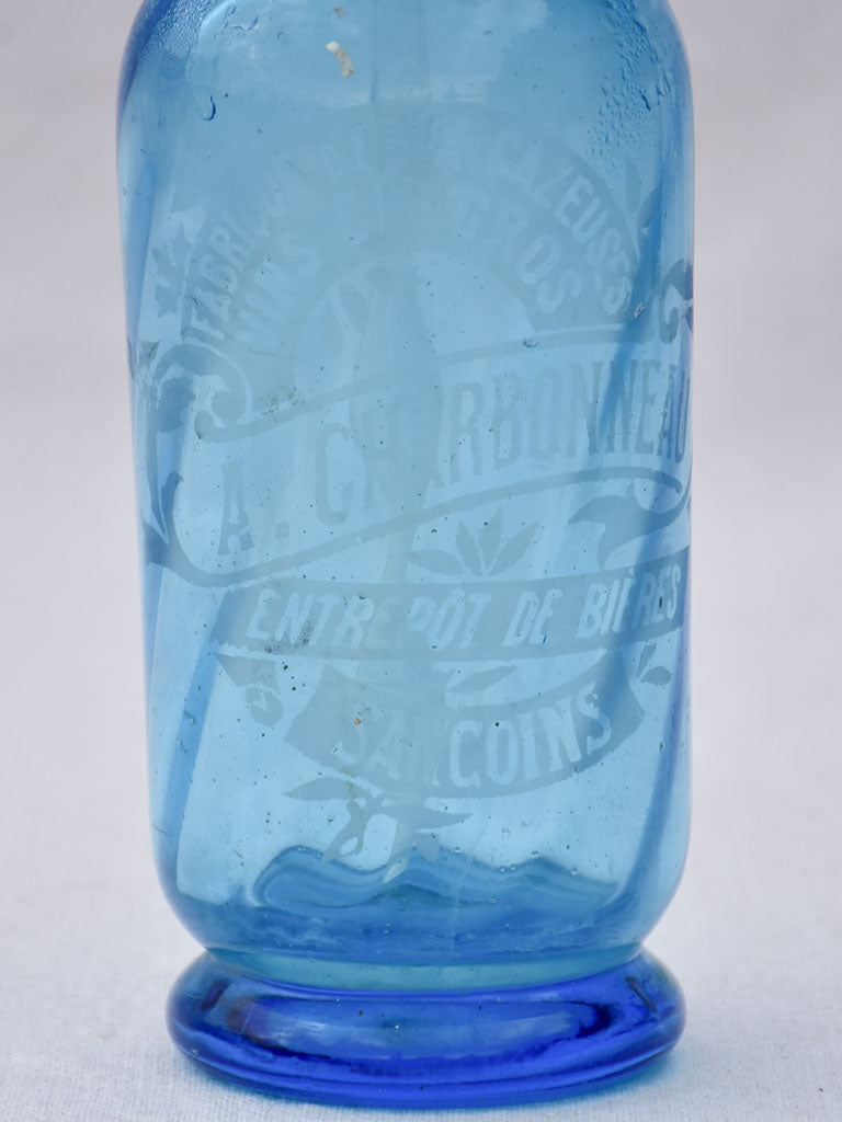 Blue early twentieth century seltzer siphon - A. Charbonneau