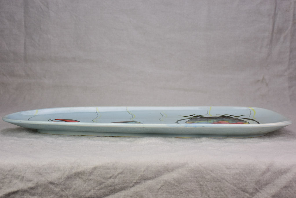 Mid century seafood platter and sauce bowl - crabs