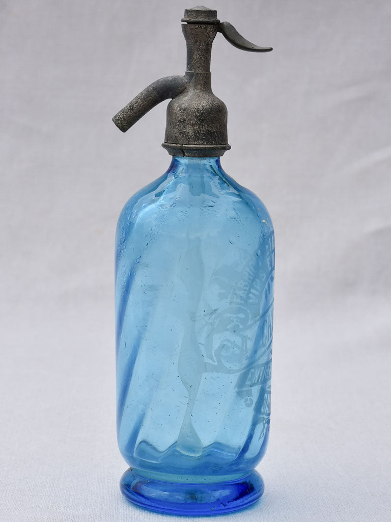 Blue early twentieth century seltzer siphon - A. Charbonneau