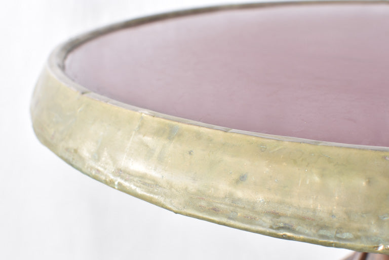 Art Nouveau bistro table - cast iron & opaline