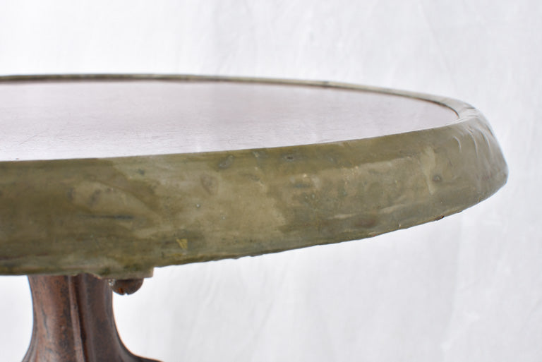 Art Nouveau bistro table - cast iron & opaline