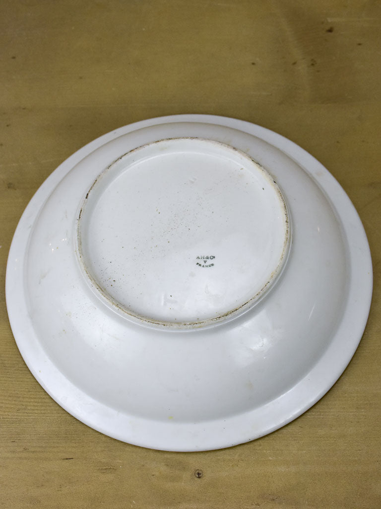 French vintage AH & Co white porcelain bowl