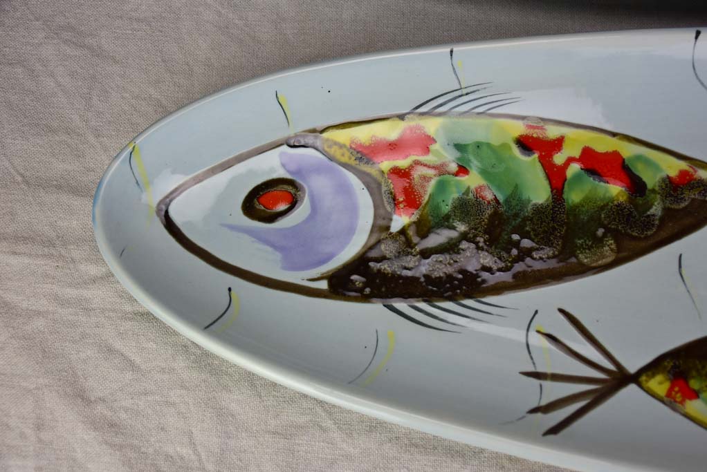 Two 1950's French hand-painted fish platters (Pornic)