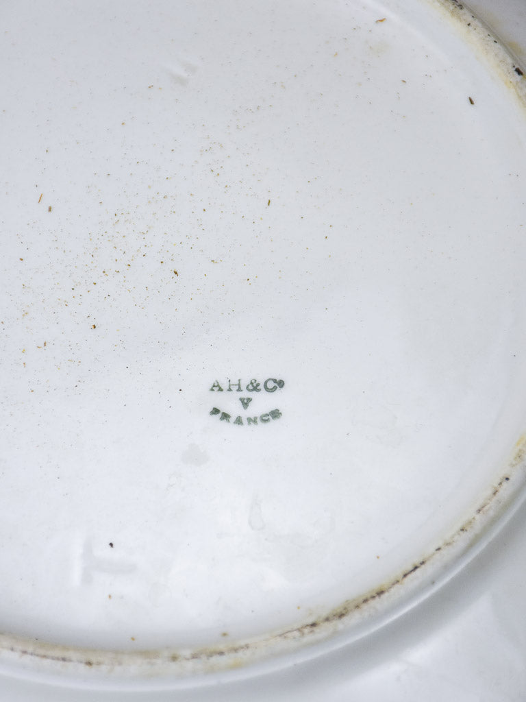 French vintage AH & Co white porcelain bowl