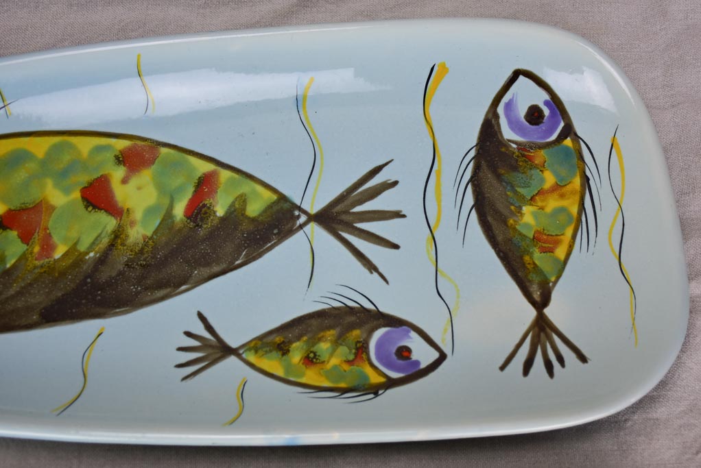 Two 1950's French hand-painted fish platters (Pornic)