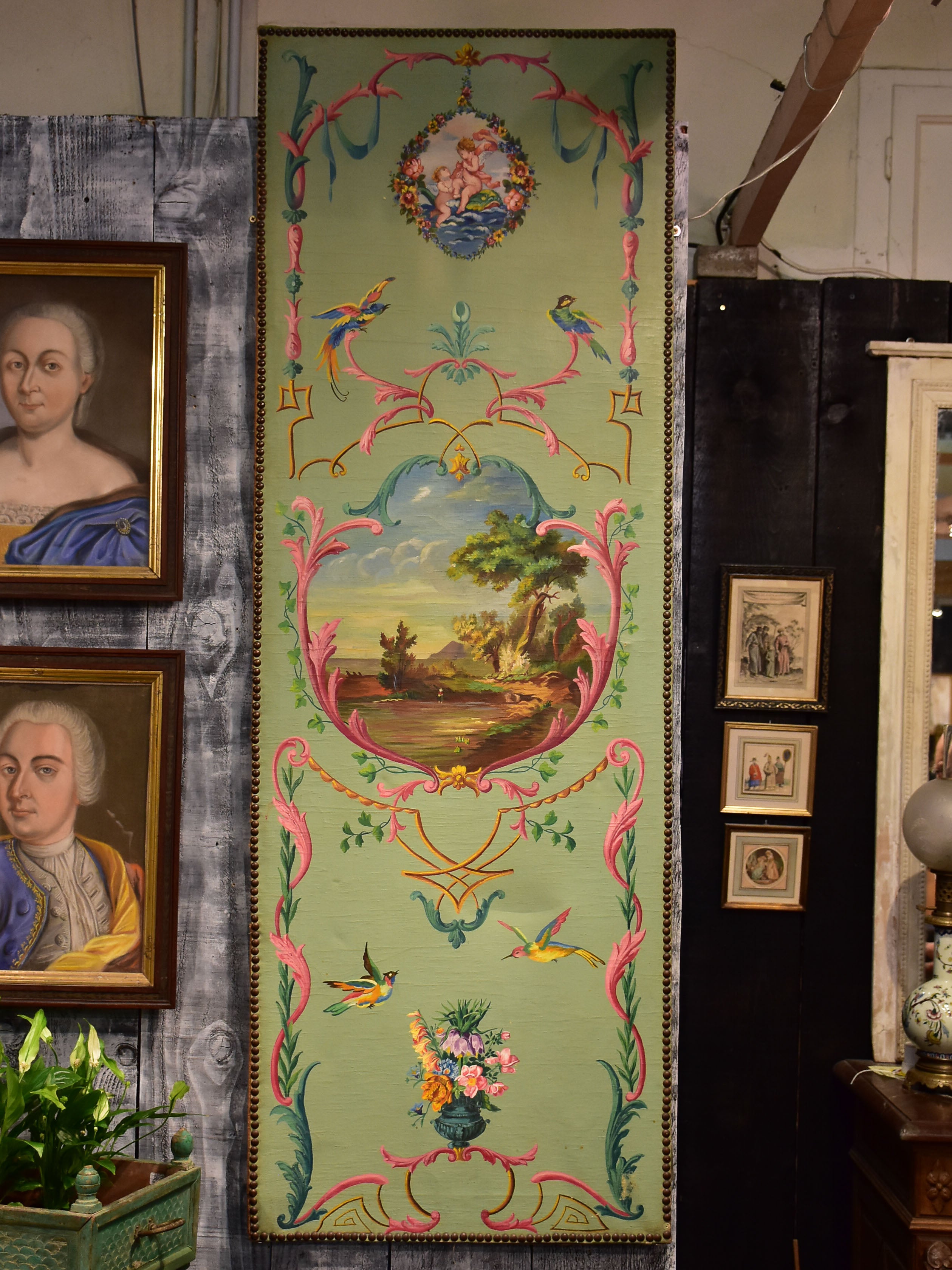Antique French Triptych - oil on canvas