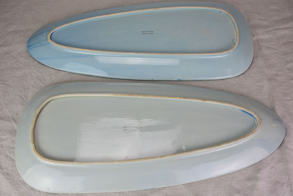 Two 1950's French hand-painted fish platters (Pornic)
