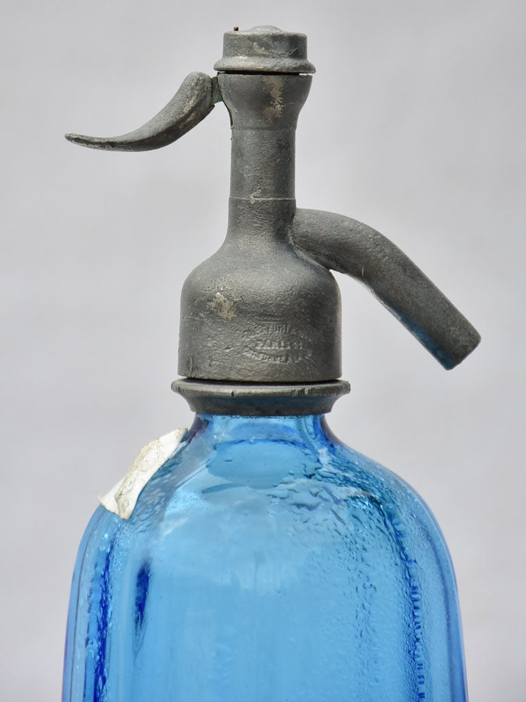Blue fluted early twentieth century seltzer siphon - Polesny