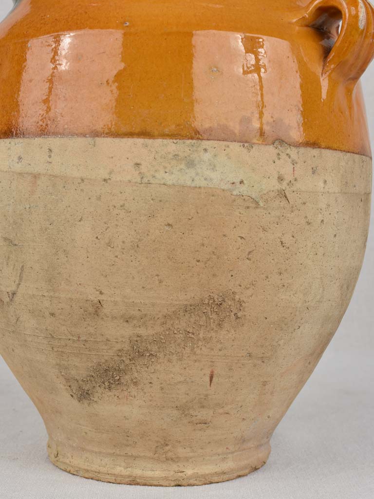 Confit pot, antique, green & yellow 12½"