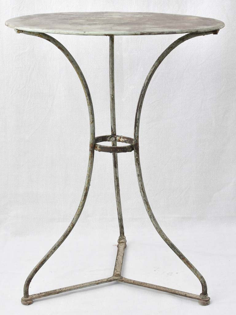 Gray green French garden table - verdigris patina
