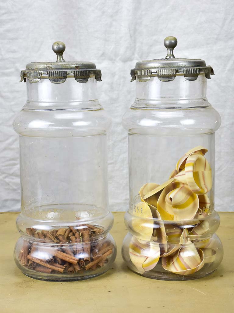 Pair of large glass jars with lids - 1950's