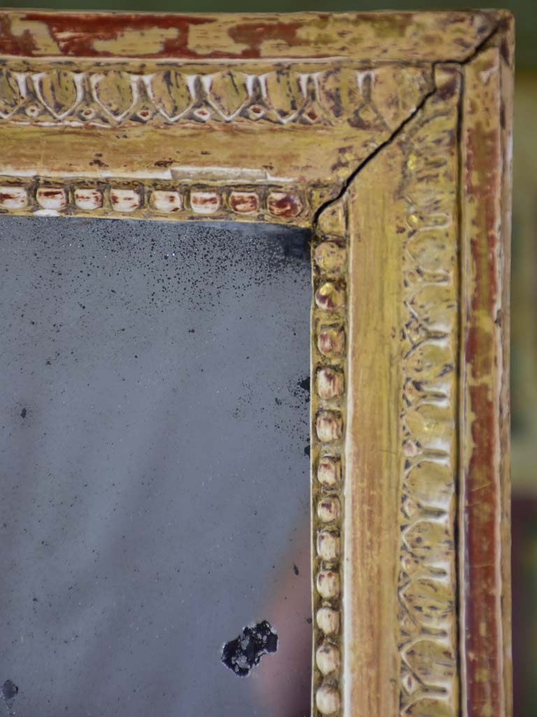 Louis XVI 18th-century rectangular mirror with beige and gold frame 22¾" x 30¾"