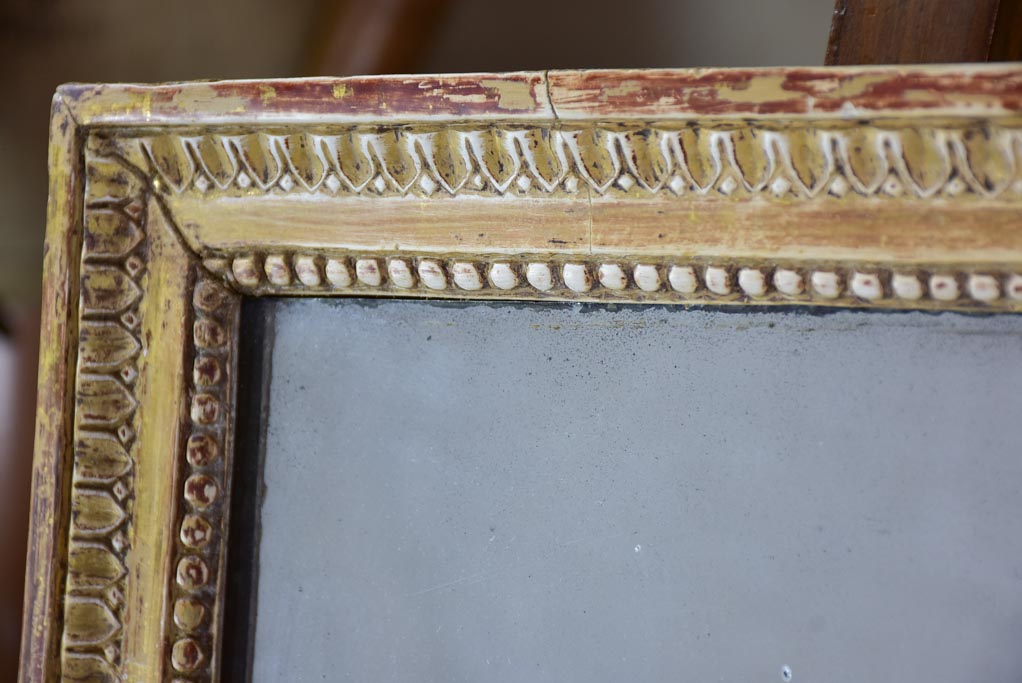 Louis XVI 18th-century rectangular mirror with beige and gold frame 22¾" x 30¾"