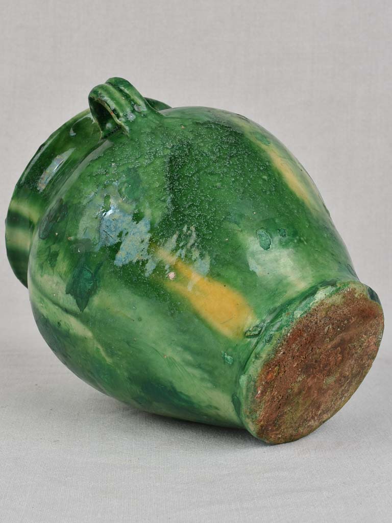 Confit pot, antique, rustic, green, 9"