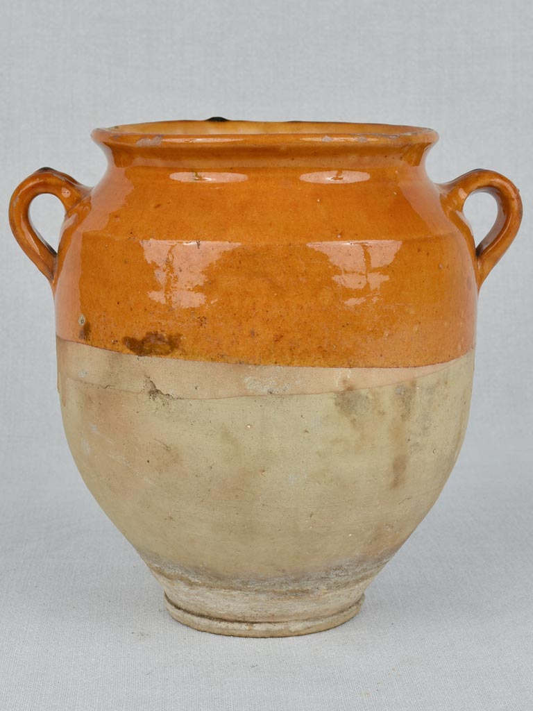 Antique French ocher glazed confit pot 9½"