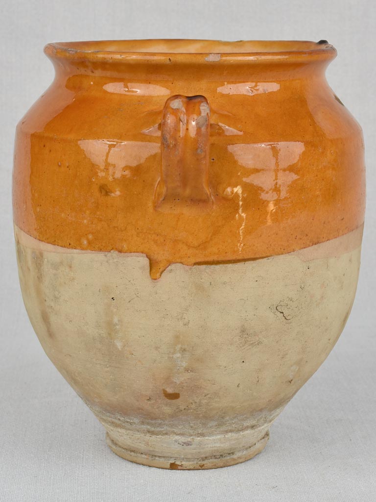 Antique French ocher glazed confit pot 9½"
