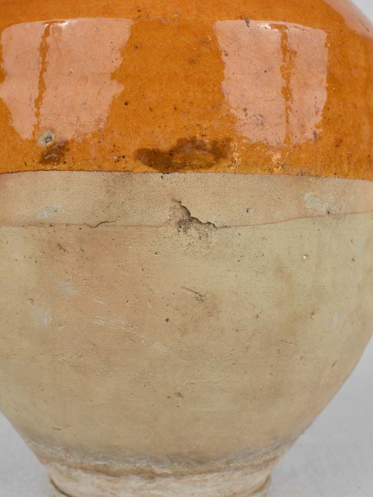 Antique French ocher glazed confit pot 9½"