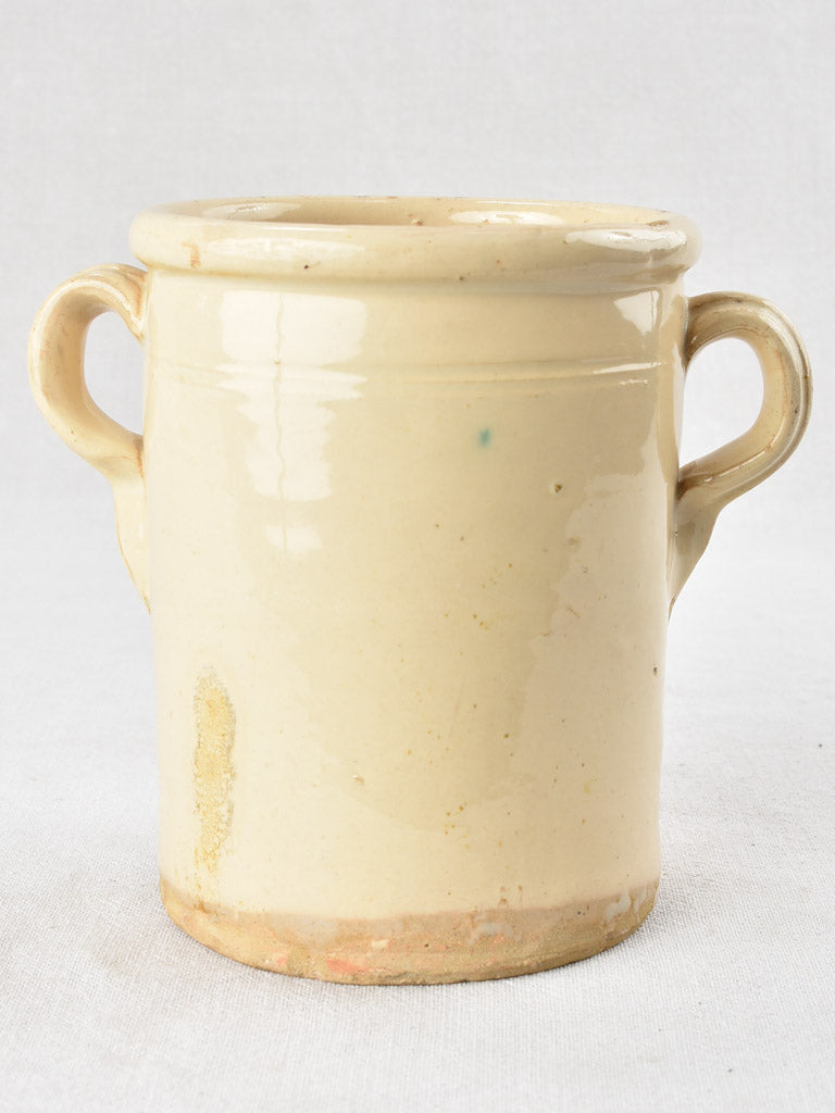 Italian preserving pot - cream glaze two handles 6"