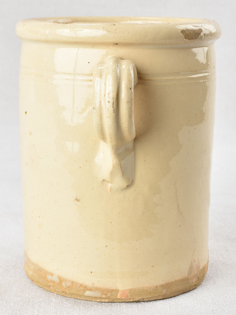 Italian preserving pot - cream glaze two handles 6"