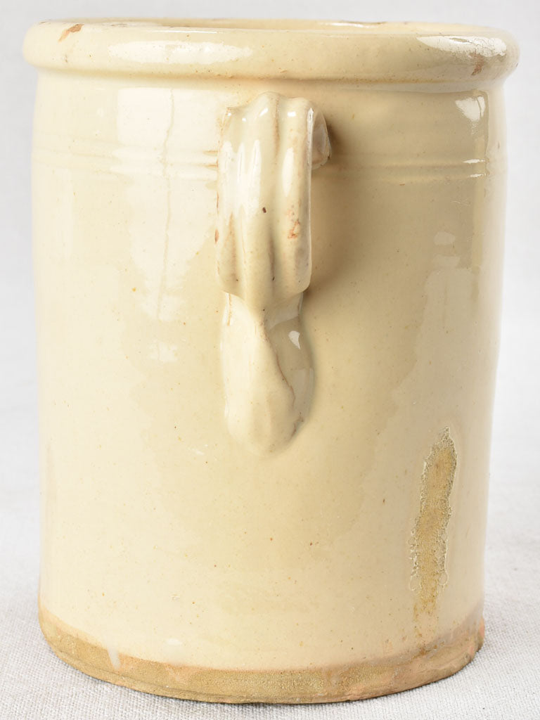 Italian preserving pot - cream glaze two handles 6"