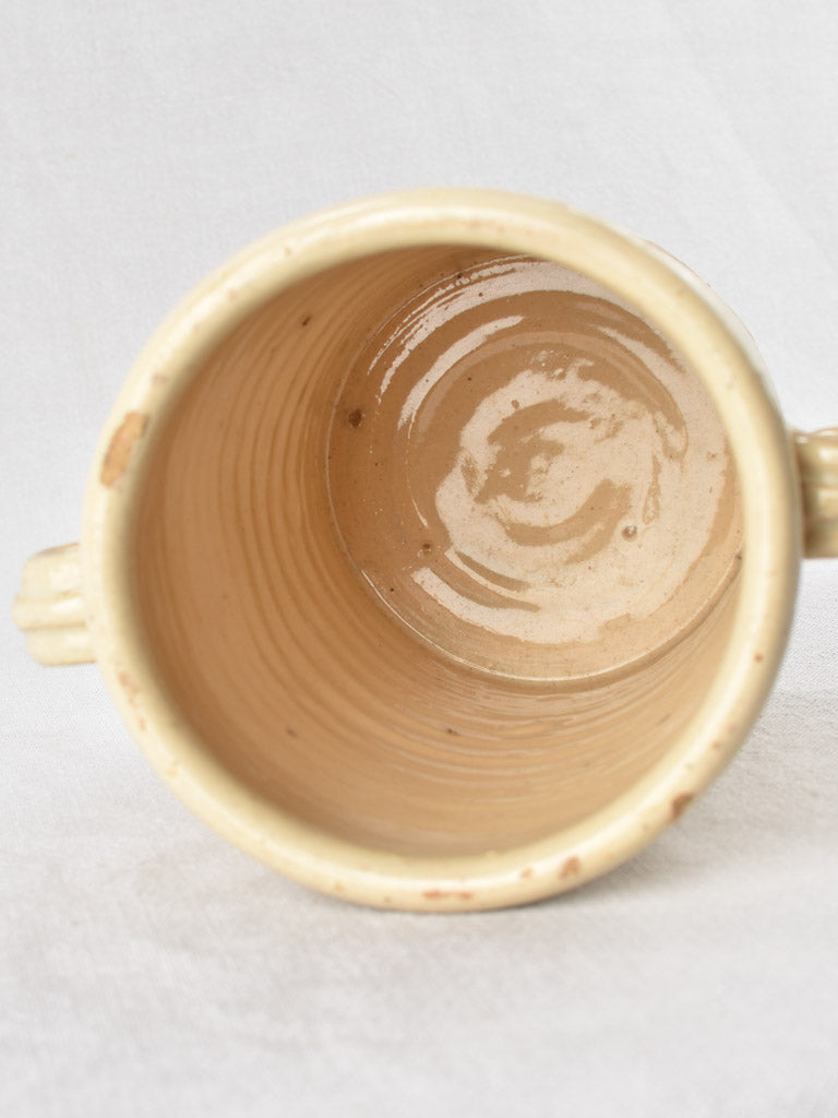 Italian preserving pot - cream glaze two handles 6"