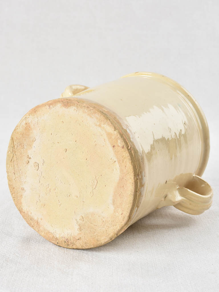 Italian preserving pot - cream glaze two handles 6"