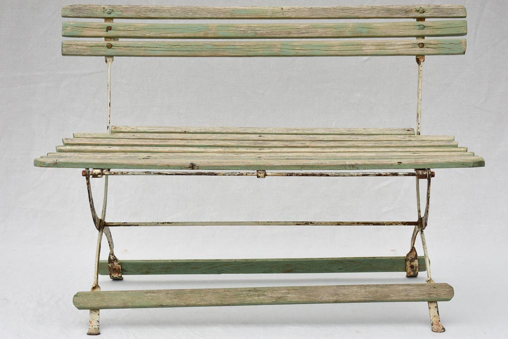 Mid century French children's wooden slatted bench - folding