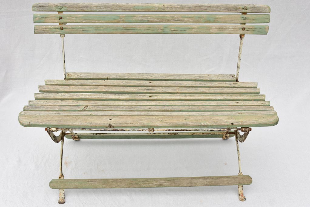 Mid century French children's wooden slatted bench - folding