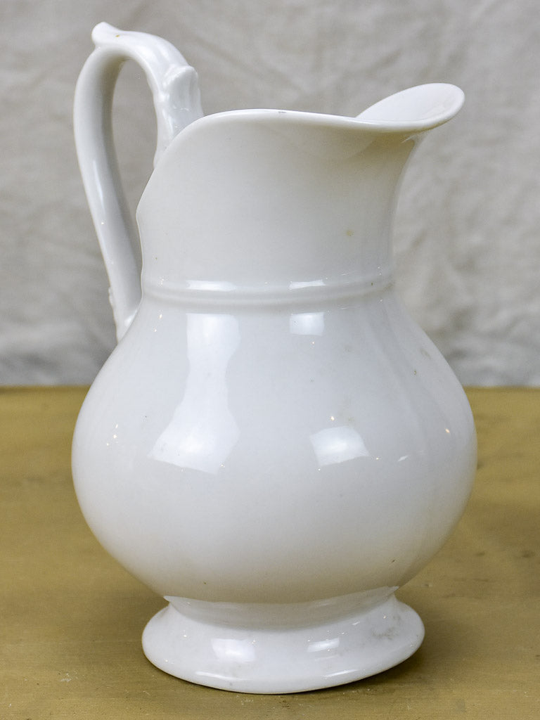 Vintage French faience white water pitcher - Empire style