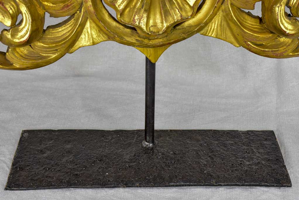 Salvaged gilded boiserie mounted on a stand