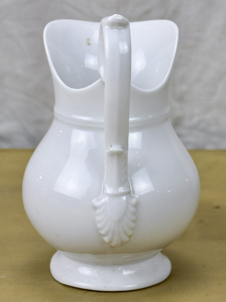 Vintage French faience white water pitcher - Empire style