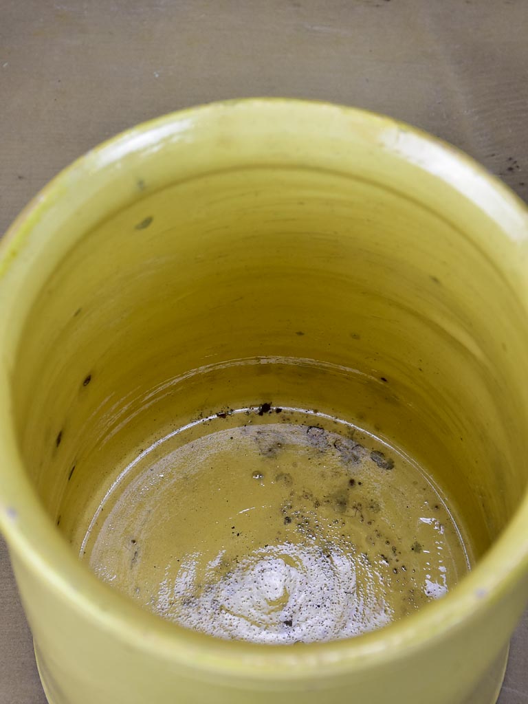 Large antique French yellow ware conserve pot