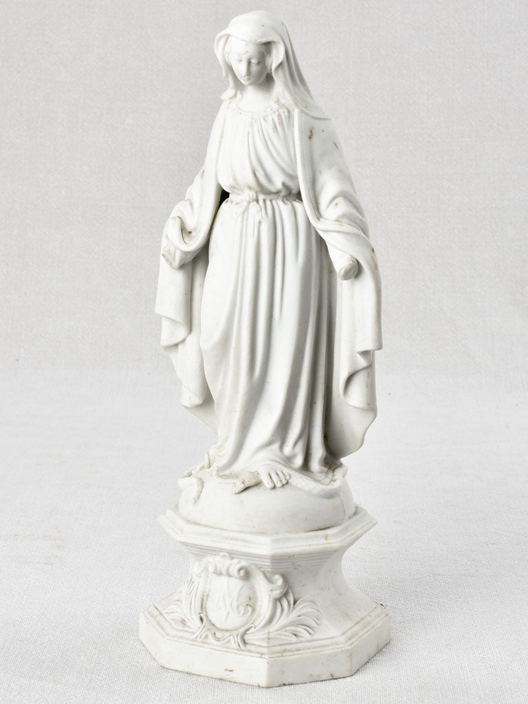 Biscuit porcelain statue of the Virgin Mary, 1900s 12¼"