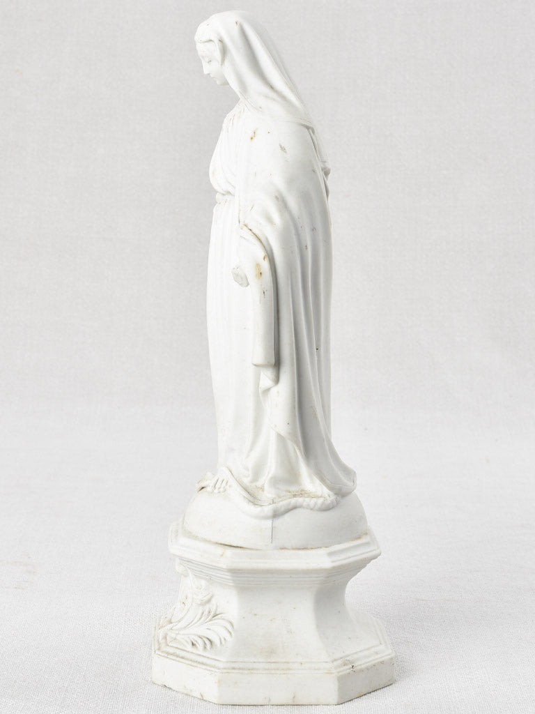 Biscuit porcelain statue of the Virgin Mary, 1900s 12¼"