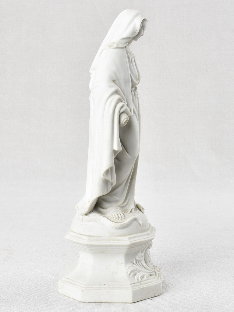 Biscuit porcelain statue of the Virgin Mary, 1900s 12¼"