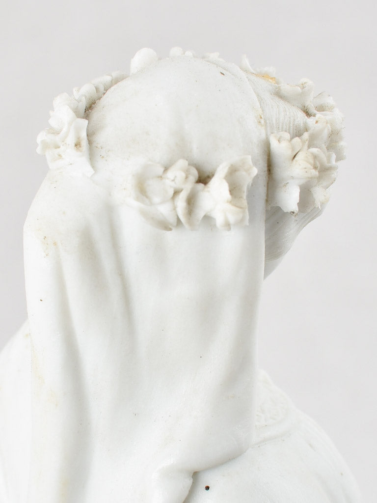 Biscuit' porcelain statue of the Virgin Mary wearing a crown 1900s 13¾"