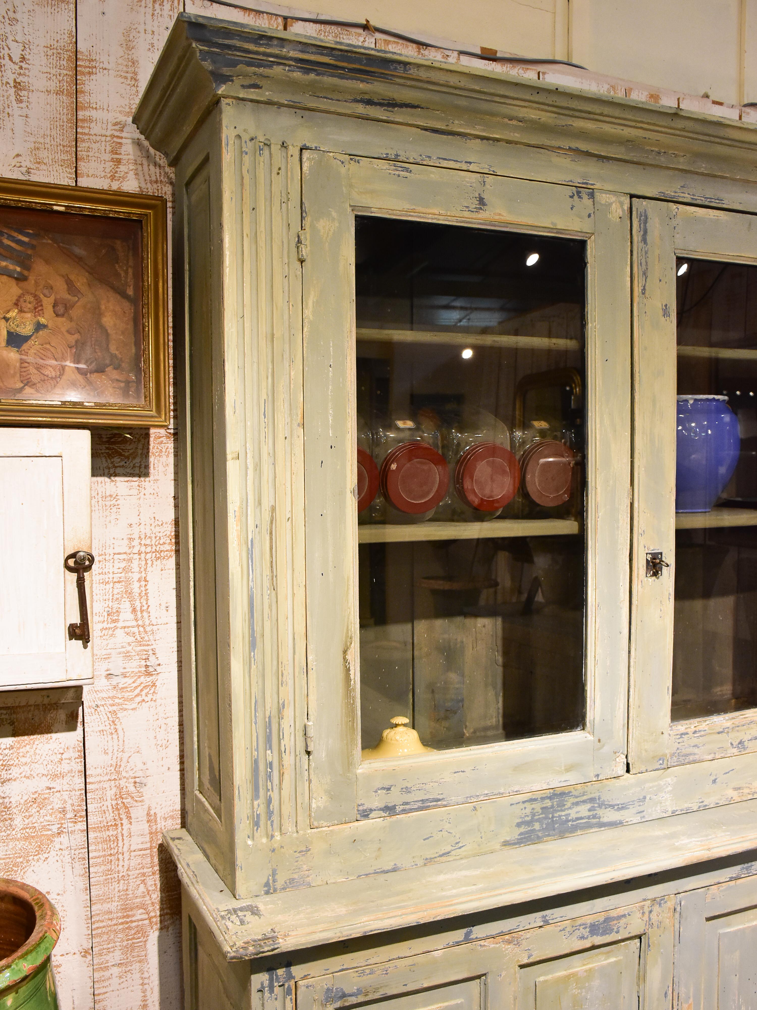 Antique French kitchen dresser with glass doors