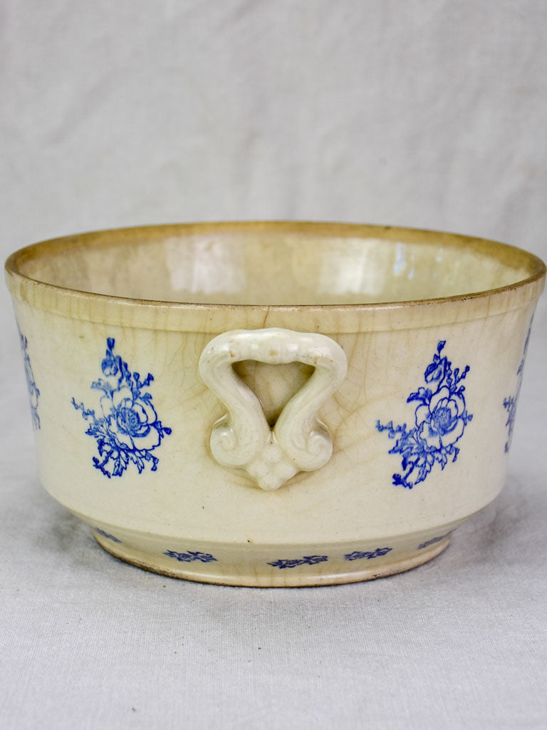 Antique Saint-Uze soup tureen with blue roses
