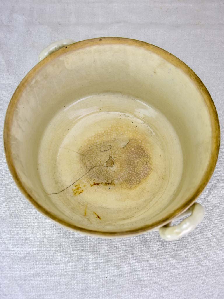 Antique Saint-Uze soup tureen with blue roses