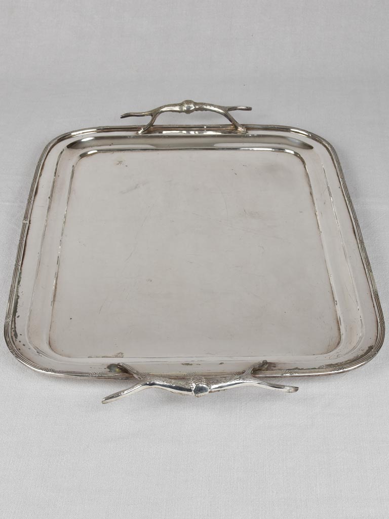 Large silver plated platter with antler shaped handles 24½"