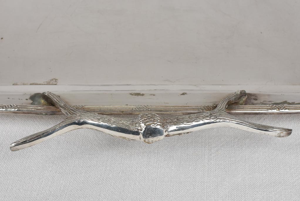 Large silver plated platter with antler shaped handles 24½"