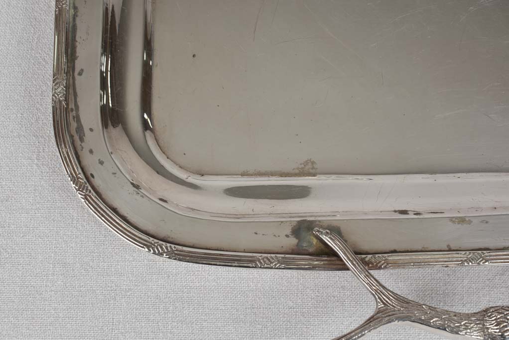 Large silver plated platter with antler shaped handles 24½"