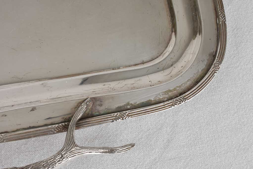 Large silver plated platter with antler shaped handles 24½"