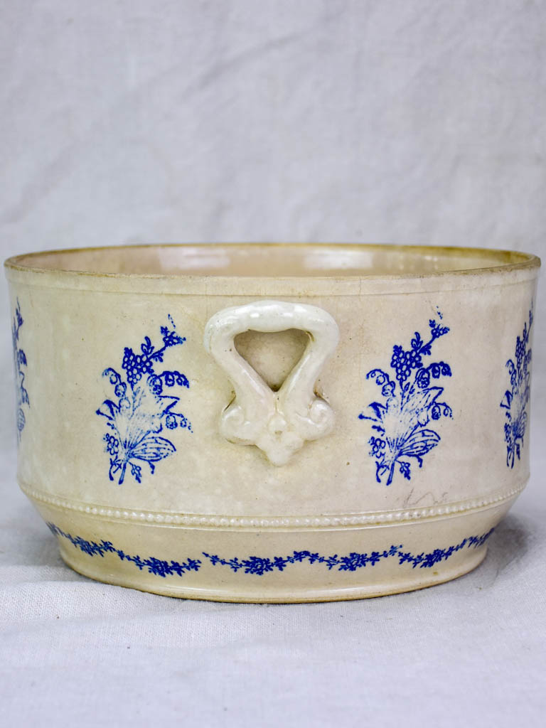 Antique Saint-Uze soup tureen with blue flowers