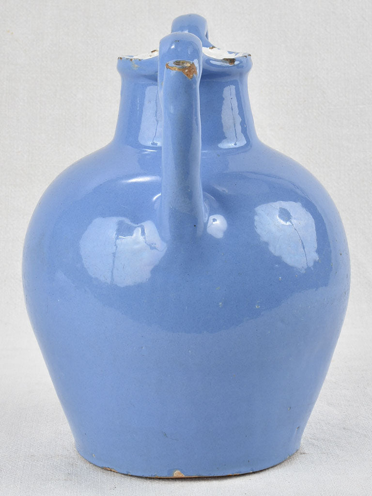 Antique French blue water pitcher / cruche orjol 12¼"